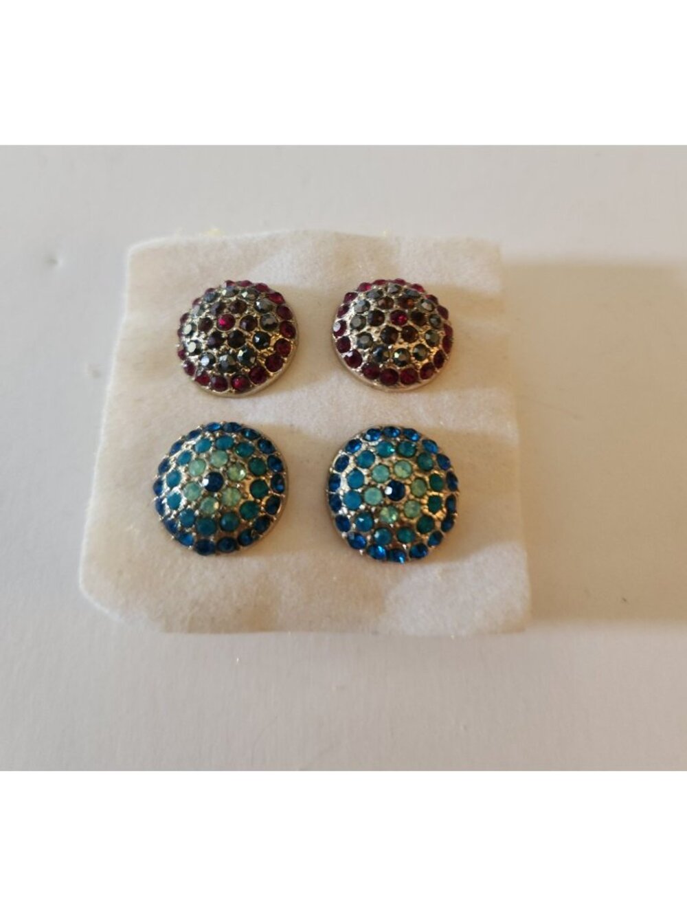 2 sets  pavé-set crystal earrings